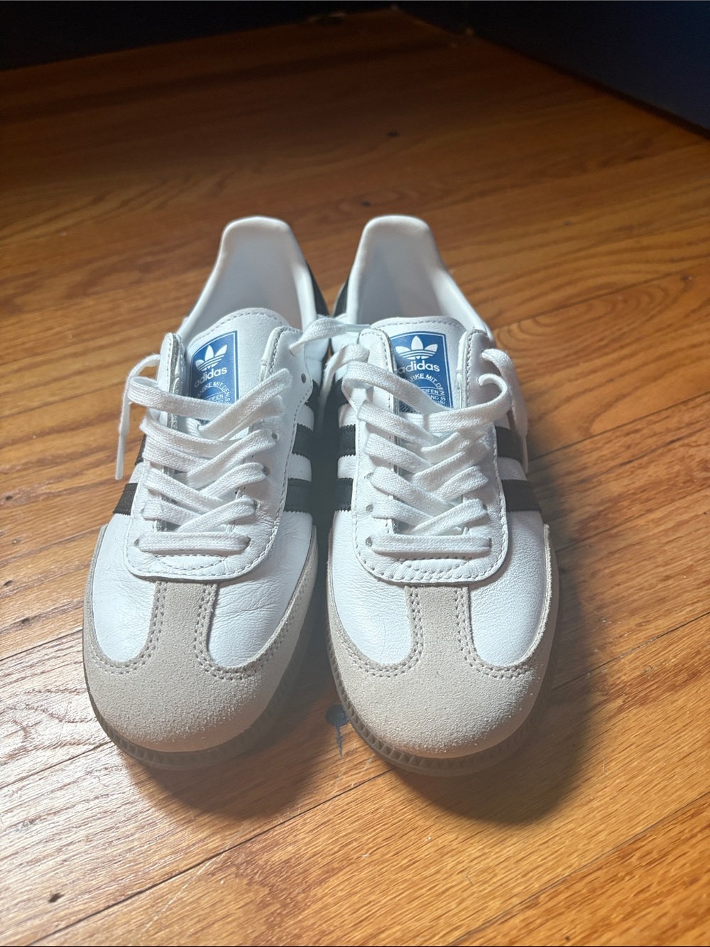 adidas Kids White Sneakers with Black Stripes